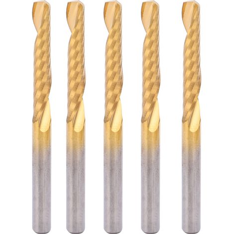 5 Pièces Fraise à 1 Tranchant Spirale HSS pour Gravure CNC, 4x25x50mm - Fraise Queue Droite (1/5)