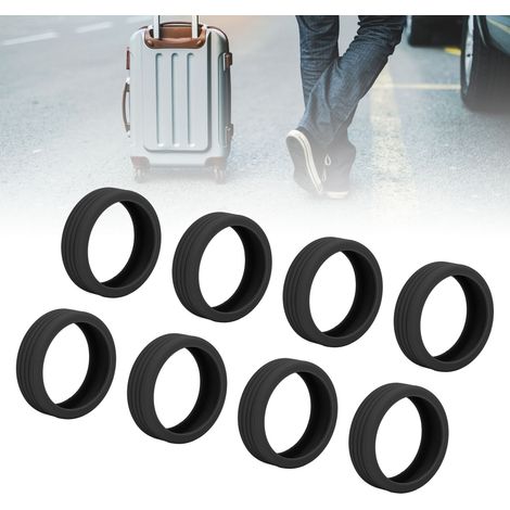 Lot de 8 housses de protection en silicone pour valises, protection efficace contre le bruit, étanche, noir,DUBUNS (1/4)