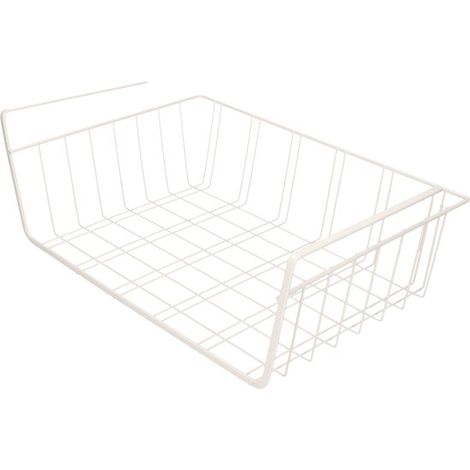Solutions de rangement Panier de rangement suspendu - panier pour placard - 40 x 27 x 14 cm - métal - blanc (1/4)