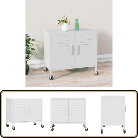 Armoire de rangement Blanc 60x35x56 cm Acier - Meuble De Rangement - Armoire Blanche - Armoire Métallique - Meuble Acier - Rangement Salle De Séjour (1/5)