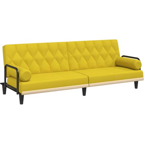 Divano letto con braccioli tessuto giallo chiaro 020019248