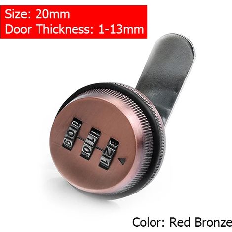 (Couleur cuivre, 20 mm) Serrure à combinaison à came, serrure à combinaison pour armoire, serrure de sécurité en alliage de zinc (1/4)