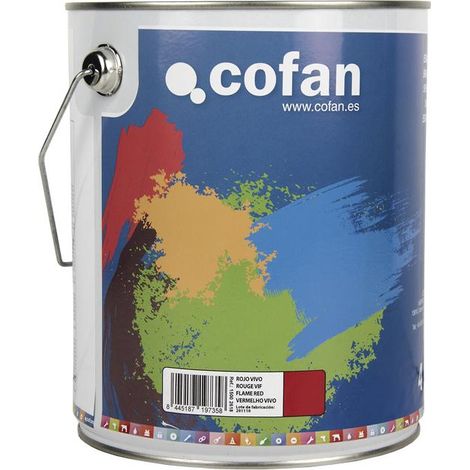 COFAN esmalte sintético (4 l) rojo vivo , Esmalte sintético al disolvente disponible en una amplia gama de colores y tonalidades fabricado a base de resinas alquídicas. Buena estab