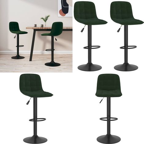Tabourets de bar lot de 2 vert foncé velours - Tabouret de bar en acier - Tabouret de bar vert foncé (1/5)