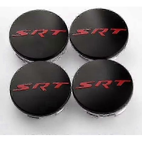 Quatre enjoliveurs centraux de roue SRT de 63 mm, compatibles avec les Dodge Nitro, Caliber, Charger, Caravan et Durango. (1/3)