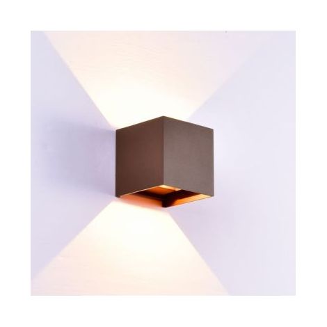Mantra Aplique exterior LED cuadrado DAVOS corten, 2x6W 12W 2700K dimmable 1100Lm (1/4)