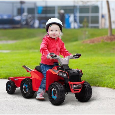 Elektrisches Kinder-Quad mit Anhänger, 2,5 km/h, 50 Min., 1,5–3 Jahre, 25 kg, rot OKMYHOME (1/5)