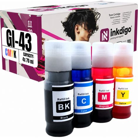 Inchiostro Inkdigo GI43 compatibile con Canon Pixma G540 G640, certificato TÜV. (1/5)