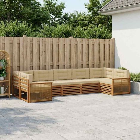 vidaXL Outdoor-Sofagarnitur mit Kissen 7 pcs Natur und Beige (1/5)