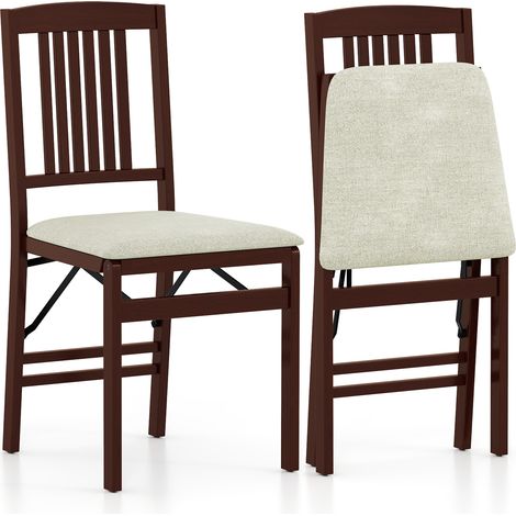 COSTWAY Folding Dining Chairs Set of 2 Foldable Upholstered Kitchen Chairs White (1/5)