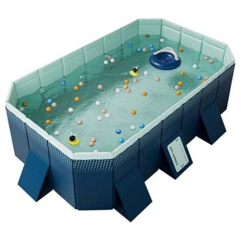 Piscina infantil plegable no inflable para jardín, para adultos, color azul (210 × 140 × 55 cm)