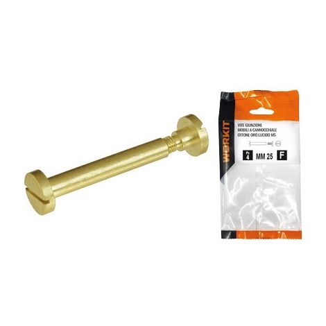 VITE GIUNZIONE MOBILI OTT ORO LUCIDO SELF WORKIT - CANNOCCHIALE MM 6 VITE M 5 MM 35 CF=PZ 4- 2 confezioni