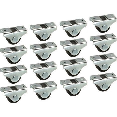 Roulettes Universelles 25 mm Noires pour Meubles, Lits, Chariots et Rangement – Lot de 16 Roulettes à Double Roulement (1/5)