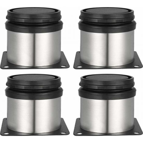 Lot de 4 pieds de meuble, 4 pieds réglables, hauteur 50 mm, pieds de meuble épais, acier inoxydable brossé, hauteur réglable 0-15 mm (1/4)