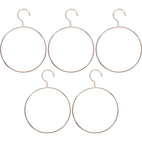 Lot de 5 cintres ronds en fer, cintres ronds créatifs pour foulards, cintre rond en métal (or rose)-25.50X17.80X0.40CM-Golden