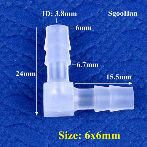 (6x6mm-50 pièces) Raccords coudés en PP pour aquarium, aérateur de pompe à air, raccord pagode, irrigation de jardin, tuyaux médicaux (1/5)