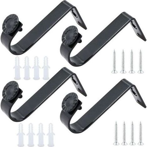 Lot de 4 supports de plafond pour tringles à rideaux, supports de tringle à rideaux, supports de tringle à rideaux, supports muraux pour tringles à rideaux, diamètre intérieur de 22 mm (1/4)