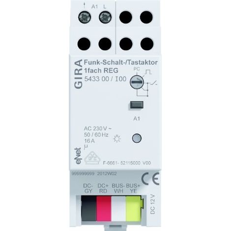 Gira Radio Actuador de interruptor/pulsador 1f REG Gira eNet [543300], 5433 00