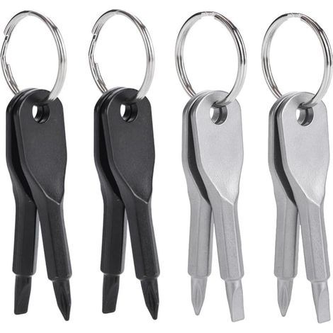 LAOA 8-teiliges Taschenschraubendreher-Set, Schraubendreher-Schlüsselanhänger, Mini-Schraubendreher, Schlüsselring-Set, Schlitz- und Kreuzschlitzschraubendreher, Präzisionsgussstahl (Schwarz, Silber) (1/5)