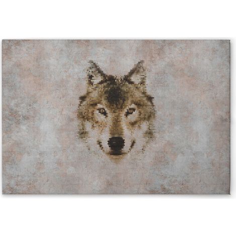Leinwandbild Big Three Wolf M1-No.50966 - Kunstdruck auf Leinwand in Grau Beige - Wandbild 45 x 30 cm (1/5)