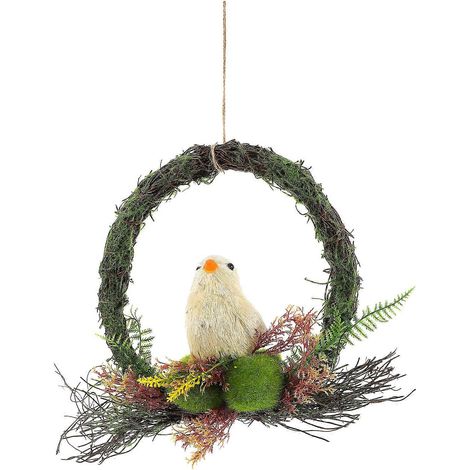 Couronne de Noël suspendue en forme d'anneau d'herbe, ornement décoratif (1/5)