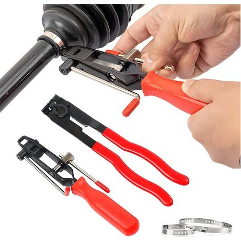 2 Pièces Kit D'outils Cerclage Voiture, Pince à Oreille pour Joint De Cardan Outil De Serrage De La Botte, Outil D'installation Collier Serrage Joint CV, Universelle pour Voiture, Camion, SUV (1/5)