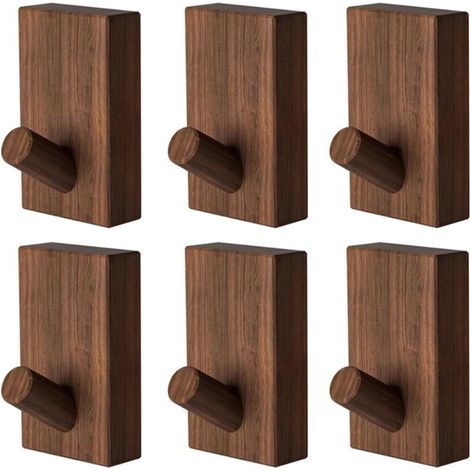 Crochet mural en bois de noyer et de hêtre nordique for manteau, vêtements d'entrée, jupe, chapeau, poinçon conique, décoration d'hôtel, porte-robe(Walnut 6pcs)