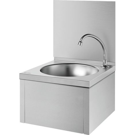 Delabie – Lave-mains mural mécanique inox – Déclenchement au genou – Fixation murale – Dimensions 385x610x385mm – 182320