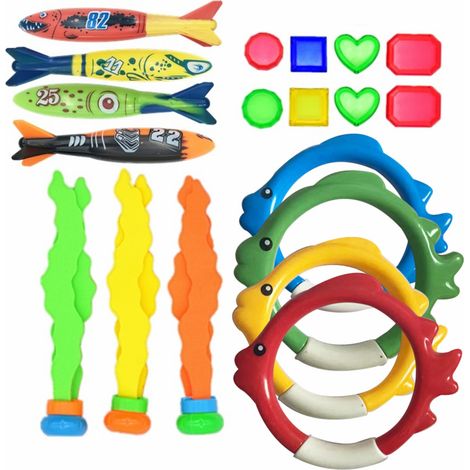 Jouets De Plongée En Piscine D'été Pour Enfants Jeux De Piscine Pour Enfants Amusants Ensemble De Jouets De Naufrage Avec Anneaux De Plongée Cadeaux Sous-Marins Aux Algues (1/4)