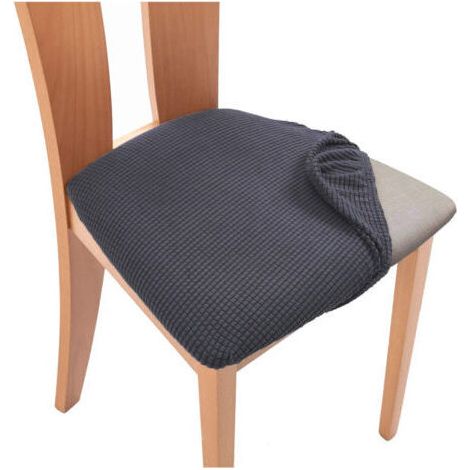 Housse de coussin de chaise de bureau à domicile, coussin de siège carré, housse anti-salissure, housse de chaise incurvée élastique, housse de tabouret, housse fendue-Gris foncé (1/5)