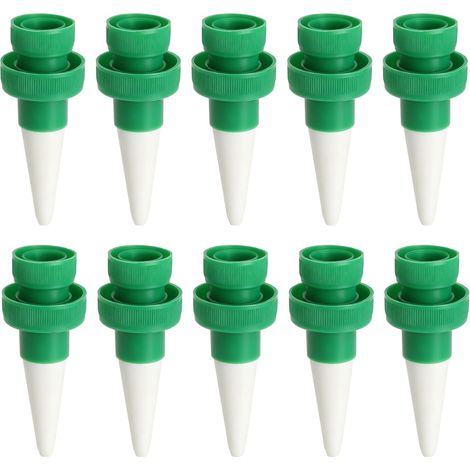 10pcs Green Ceramic Watering Cones with Hose 11cm Slowly diffusing porous tips by siphon for small pots succulents and indoor plants (1/5)