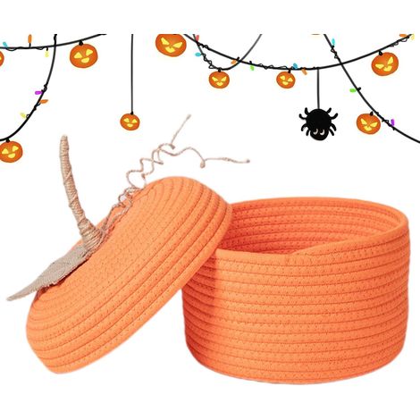 Seau en forme de d'Halloween, panier de rangement décoratif, sac à bonbons Récipient polyvalent avec couvercle pour l'organisation des de chien et la décoration d'intérieur, gris