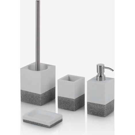 4-teiliges Badezimmer-Accessoire-Set aus Kunstharz im modernen minimalistischen Rabat-Design