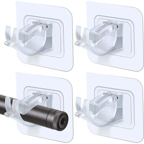 Lot de 4 supports de tringle à rideau sans perçage,support de tringle fixe autocollant pour salle de bain