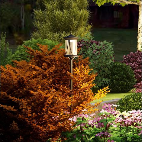 Lampadaire solaire LED extérieur IP44 en ABS noir, capteur crépusculaire, allumage automatique, double fixation sol dur ou meuble, 17 x 17 x 127 cm  CHICFURN (1/5)