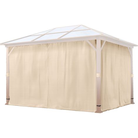 TOOLPORT 4 Seitenteile für Gartenpavillon Forest Deluxe 3x4 m - Polyester ca. 180 g/m² - mit Reißverschluss - champagner (1/5)