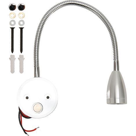 Lampe de lecture murale LED à commande tactile, 3 températures de couleur, lampe de chevet à intensité variable avec tuyau à col de cygne pour camping-car, bateau, camping-car, DC 12 à 24 V, argent