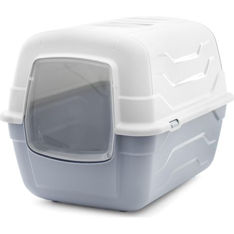 Litière pour Chat fermée to Go avec Filtre et Pelle, Bleu 52 x 40 x 40 cm - Toilettes en Plastique Design Moderne, Facile à Nettoyer (1/5)