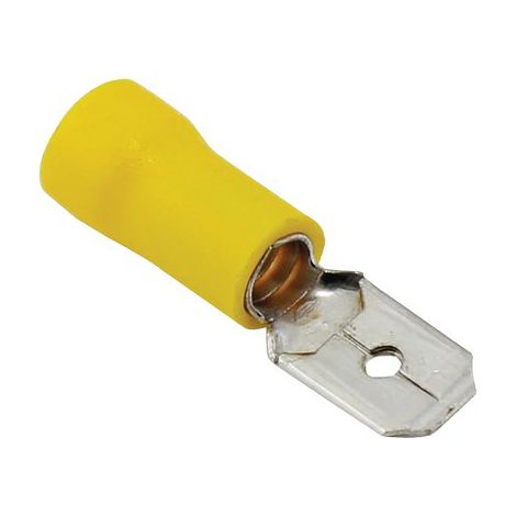 TERMINALE PIATTO MASCHIO A STRINGERE - GIALLO X CAVO MMQ 4,0/6,0 MM 6,3 CF=PZ 10- 12 confezioni