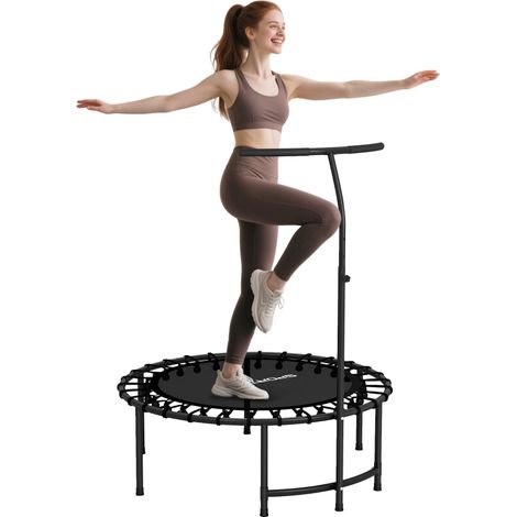 Trampoline de Fitness Réglable avec Poignée 5 Positions et Cordes Élastiques, Capacité 100 kg, Acier Noir Ø102 cm (1/5)