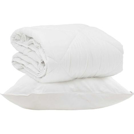 Ensemble couette et oreiller d'été en duvet, 2 pièces, microfibre blanche. (1/5)