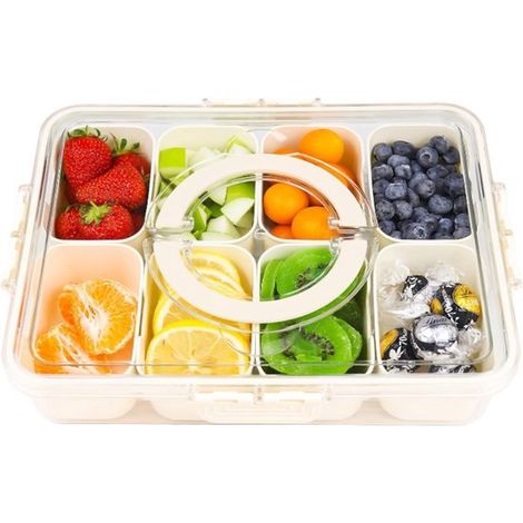 Caja para aperitivos con compartimentos, cucharas, cuenco para guardar especias, dulces, verduras, galletas y frutos secos (1/5)