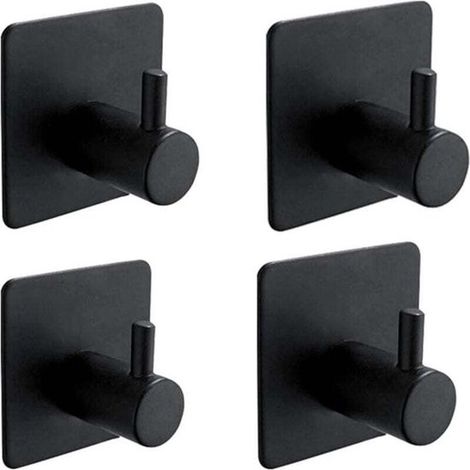 Set di 4 ganci autoadesivi, adatti per pareti del bagno, asciugamani da cucina, non è necessaria la foratura. Adatti per appendere foto, ganci autoadesivi in acciaio inox, neri.
