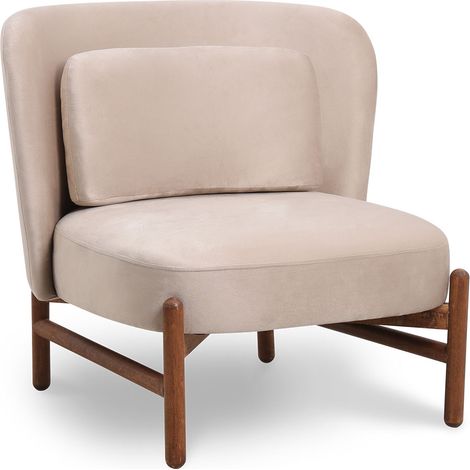 Poltrona rivestita in velluto e legno - Brina Beige