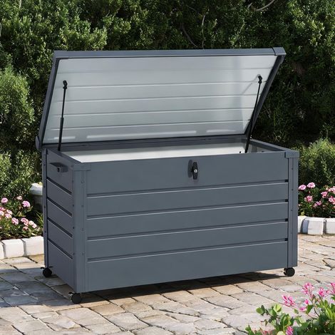 Coffre de jardin 120 x 62 x 66 cm en acier rouillé gris foncé (1/5)
