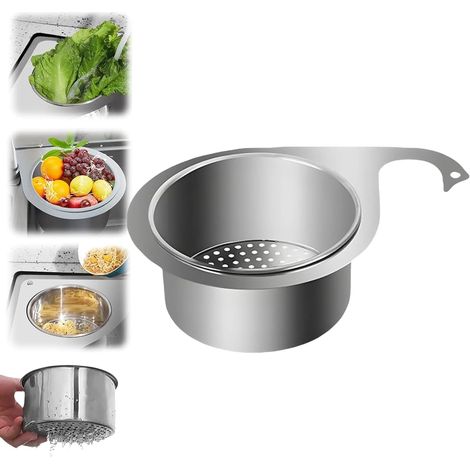 Cesta coladora de acero inoxidable Swan para fregadero, cesta coladora multifuncional para fregadero de cocina (1 unidad) (1/5)
