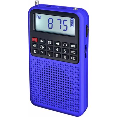 Mini radio FM de poche, récepteur radio haute sensibilité, enceinte Bluetooth portable, enregistreur avec lumière LED, compatible avec les cartes TF et les écouteurs. (1/5)