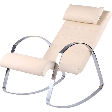 Poltrona relax a dondolo Valentina in ecopelle beige (1/3)