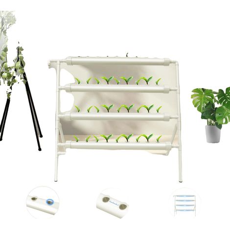 Support de culture hydroponique, 36 sites de plantes, 4 niveaux, matériau PVC-U, débit maximal de la pompe 200 L/h, dimensions 95 x 45 x 100 cm (1/5)