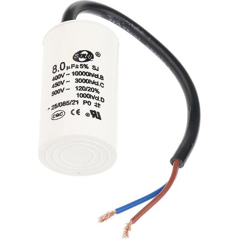 Condensateur De Démarrage CBB60 450V 8µF 50/60Hz Pour Moteur Électrique, Pompe Et Compresseur